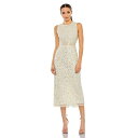 マックダガル レディース ワンピース トップス Women's Geometric Embellished Sleeveless Midi Dress Nude silver