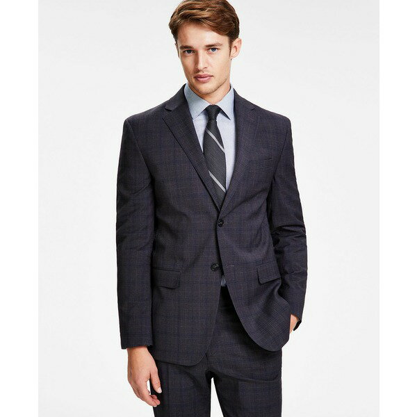 ダナ キャラン ニューヨーク メンズ ジャケット&ブルゾン アウター Men's Modern-Fit Stretch Suit Jacket Grey Plaid