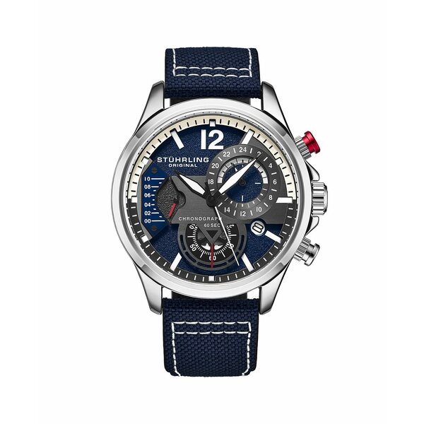 スターリング レディース 腕時計 アクセサリー Model 4029 Men's Japan Quartz Chronograph, Leather Strap Watch Blue