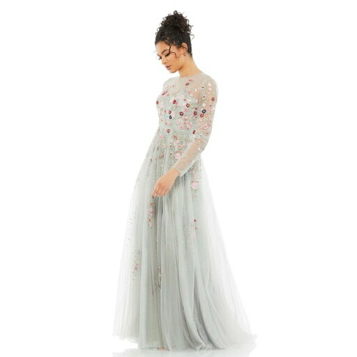 マックダガル レディース ワンピース トップス Women's Embroidered Illusion High Neck Long Sleeve A Line Gown Open Miscellaneous マックダガル レディース ワンピース トップス Women's Embroidered Illusion High Neck Long Sleeve A Line Gown Open Miscellaneous
