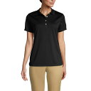 ランズエンド レディース カットソー トップス Women's Short Sleeve Solid Active Polo Black