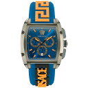 FT[` Y rv ANZT[ Men's Swiss Chronograph Dominus Blue & Orange Silicone Strap Watch 42x50mm Ip Gunmetal