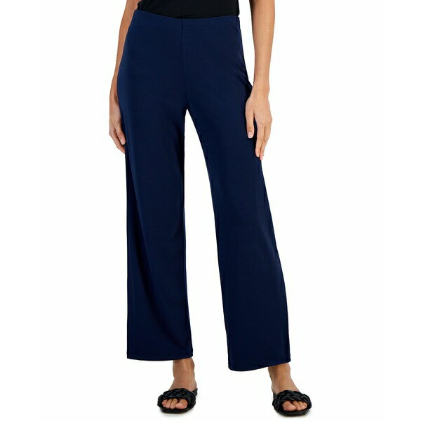 ジェイエムコレクション レディース カジュアルパンツ ボトムス Women 039 s Knit Wide-Leg Pull-On Pants, Regular Short Lengths, Created for Macy 039 s Intrepid Blue