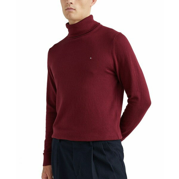 トミー・ヒルフィガー トミー ヒルフィガー メンズ ニット&セーター アウター Men's Regular-Fit Pima Cotton Cashmere Blend Solid Turtleneck Sweater Rouge