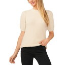 セセ レディース ニット&セーター アウター Women's Short-Sleeve Mock-Neck Eyelash Sweater Almond