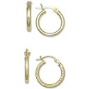 Wj xj[j Y sAXECO ANZT[ 2-Pc. Set Hoop Earrings in 18K Gold-Plated Sterling Silver, Created for Macy's Gold Over Silver