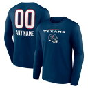 ファナティクス メンズ Tシャツ トップス Houston Texans Fanatics Branded Personalized Name & Number Team Wordmark Long Sleeve TShirt Navy