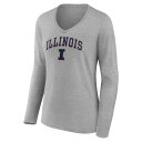 ファナティクス レディース Tシャツ トップス Illinois Fighting Illini Fanatics Branded Women's Campus Long Sleeve VNeck TShirt Gray