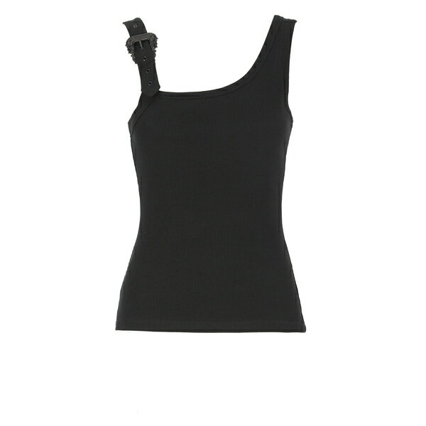 ベルサーチ レディース カットソー トップス Buckle-embellished Ribbed Tank Top Nero