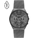 スカーゲン メンズ 腕時計 アクセサリー Men's Grenen Charcoal Stainless Steel Mesh Chronograph Watch, 42mm Gray その1