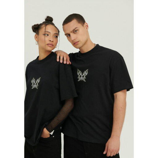ユアターン メンズ Tシャツ トップス UNISEX - Print T-shirt - black/silver ユアターン メンズ Tシャツ トップス UNISEX - Print T-shirt - black/silver