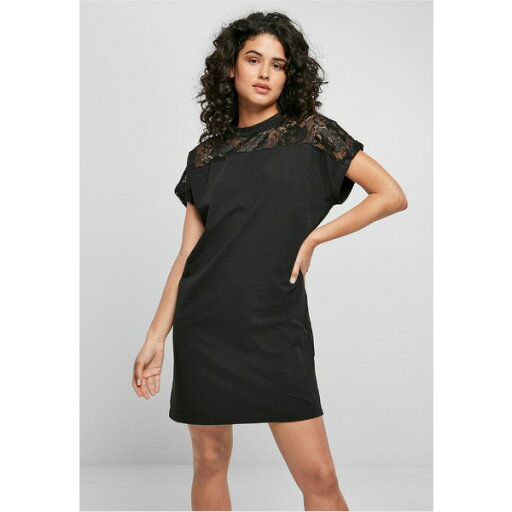 アーバン クラシックス レディース ワンピース トップス LADIES LACE TEE DRESS - Day dress - schwarz アーバン クラシックス レディース ワンピース トップス LADIES LACE TEE DRESS - Day dress - schwarz