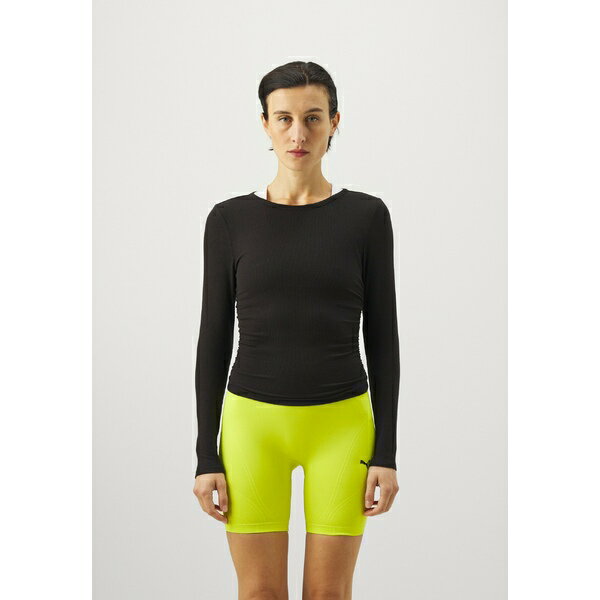 ダナ キャラン ニューヨーク レディース フィットネス スポーツ LONG SLEEVE CREW WITH SIDE RUCHING - Long sleeved top - black