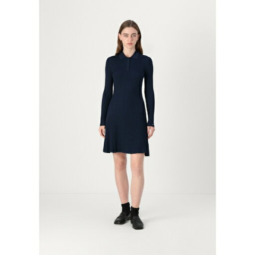 トミー ヒルフィガー レディース ワンピース トップス CABLE MIDI DRESS - Jumper dress - dark night navy トミー ヒルフィガー レディース ワンピース トップス CABLE MIDI DRESS - Jumper dress - dark night navy