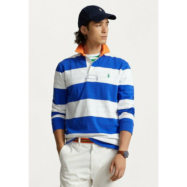 ե  T ȥåץ LONG SLEEVE RUGBY - Polo shirt - new iris blue/white