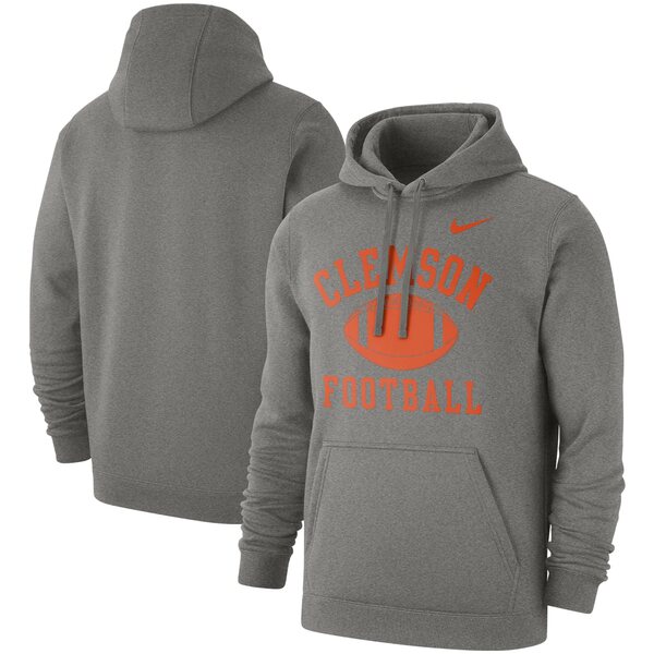 ナイキ メンズ パーカー・スウェットシャツ アウター Clemson Tigers Nike Football Club Pullover Hoodie Heathered Gray