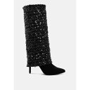 ロンンドンラグ レディース ブーツ シューズ Sin City Sequinned Fold-Over Calf Boots Black