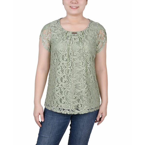 ˥塼衼쥯 ǥ åȥ ȥåץ Petite Lace Petal Short Sleeve Top Frost...