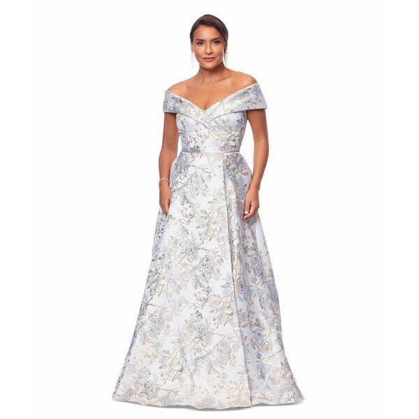 エスケープ レディース ワンピース トップス Women's Sweetheart-Neck Metallic-Jacquard Ball Gown Bl..