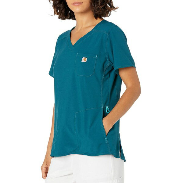 カーハート レディース シャツ トップス Women's Force Modern Fit Chest Pocket Scrub Top Caribbean