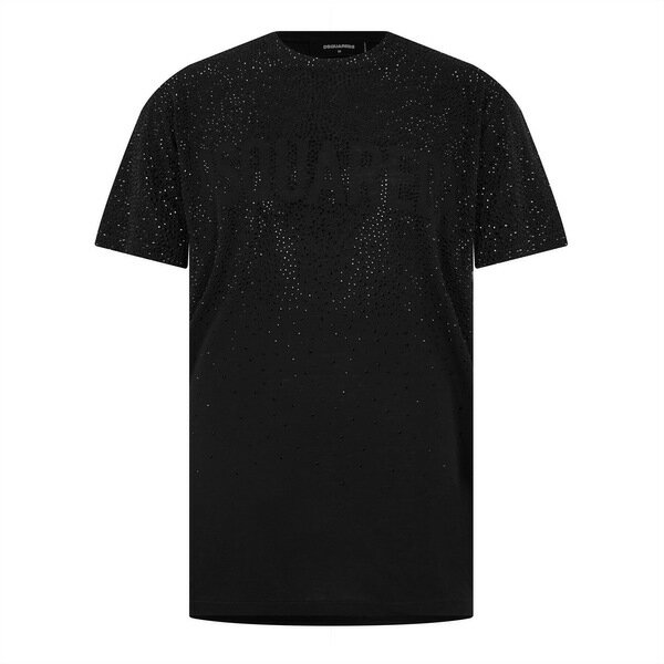 【送料無料】 ディースクエアード メンズ Tシャツ トップス Logo Sparkle T Shirt Black 900