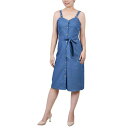 ニューヨークコレクション レディース ワンピース トップス Petite Sweetheart Neck Chambray Sundress Medium Denim