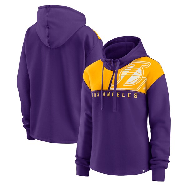 ファナティクス レディース パーカー スウェットシャツ アウター Los Angeles Lakers Fanatics Branded Women 039 s Overslide QuarterZip Fleece Hoodie Purple