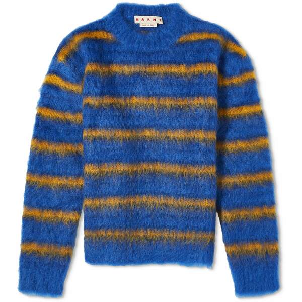 ޥ  ѡåȥ  Marni Stripe Mohair Crew Sweat Blue