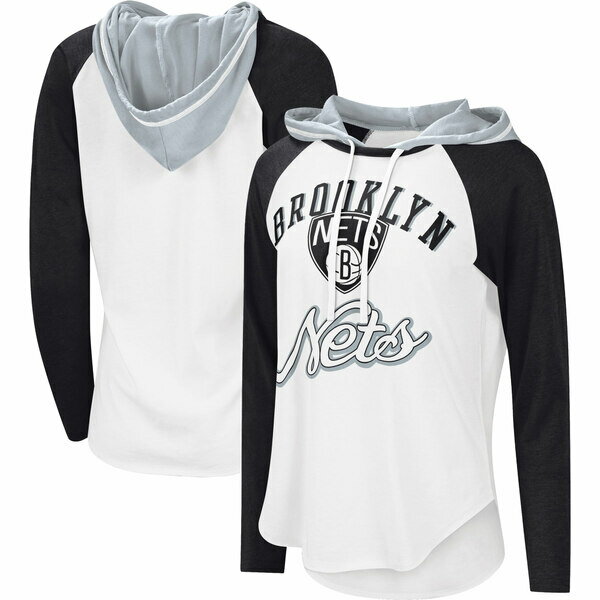 カールバンクス レディース Tシャツ トップス Brooklyn Nets GIII 4Her by Carl Banks Women 039 s MVP Raglan Hoodie Long Sleeve TShirt White