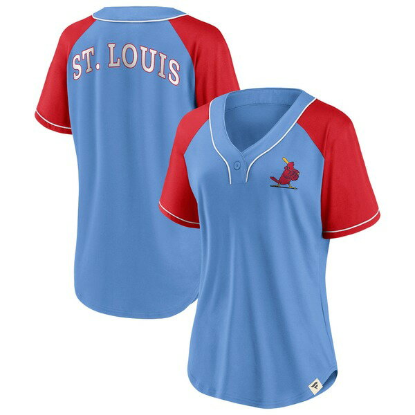 եʥƥ ǥ T ȥåץ St. Louis Cardinals Fanatics Branded Women's Bunt Raglan VNeck TShirt Light Blue