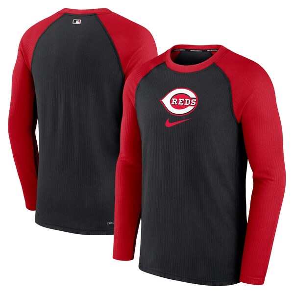 ナイキ メンズ Tシャツ トップス Cincinnati Reds Nike Authentic Collection Game Raglan Performance Long Sleeve TShirt Black