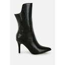 ロンンドンラグ レディース ブーツ シューズ Kultrus Croco Stiletto Heel Mid-Calf Boots Black