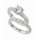 チャータークラブ メンズ リング アクセサリー Cubic Zirconia (3 ct. t.w.) Engagement Ring Set in Fine Silver Plate Silver(4)