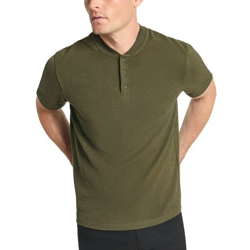 ケネスコール メンズ Tシャツ トップス Men's Textured-Knit Bomber-Collar Performance Henley Dark Green ケネスコール メンズ Tシャツ トップス Men's Textured-Knit Bomber-Collar Performance Henley Dark Green