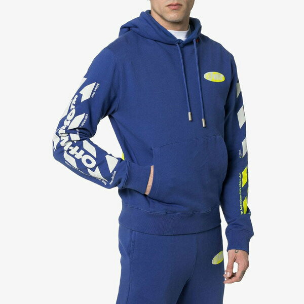 Off-White オフホワイト メンズ スニーカー 【Off-White MENS SS19 Spilt Logo Slim Hoody Blue OMBB034S190030063060】 サイズ US_M_XS