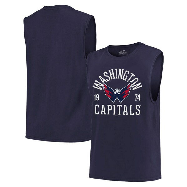 マジェスティックスレッズ メンズ Tシャツ トップス Washington Capitals Majestic Threads Softhand Muscle Tank Top Navy