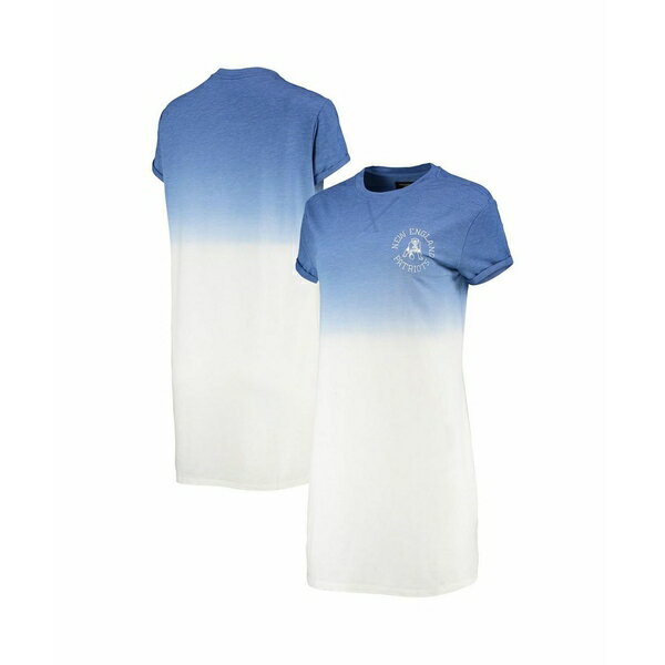 ジャンクフード レディース ワンピース トップス Women's Heathered Royal and White New England Patriots Ombre Tri-Blend T-shirt Dress Heathered Royal, White