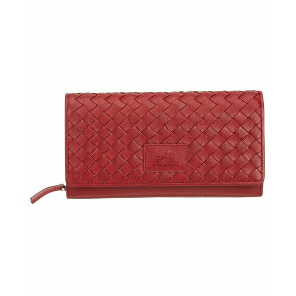 マンシーニ レディース 財布 アクセサリー Women's Basket Weave Collection RFID Secure Clutch Wallet Red