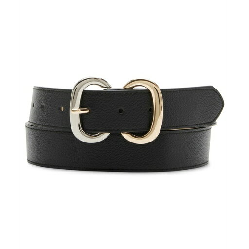 スティーブ マデン レディース ベルト アクセサリー Women's Two-Tone Double Buckle Belt Black スティーブ マデン レディース ベルト アクセサリー Women's Two-Tone Double Buckle Belt Black