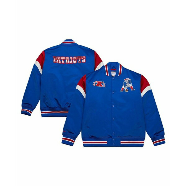 ミッチェル&ネス メンズ ジャケット&ブルゾン アウター Men's Royal Distressed New England Patriots Big and Tall Satin Full-Snap Jacket Royal