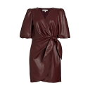 ワイフ レディース ワンピース トップス Roxy Faux-Leather Wrap Minidress burgundy