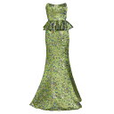 マルケサノット レディース ワンピース トップス Floral Jacquard Peplum Gown emerald