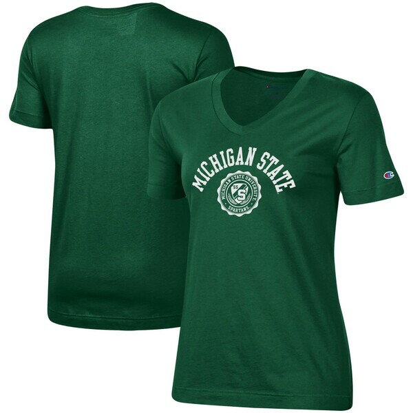 チャンピオン レディース Tシャツ トップス Michigan State Spartans Champion Women 039 s University College Seal VNeck TShirt Green