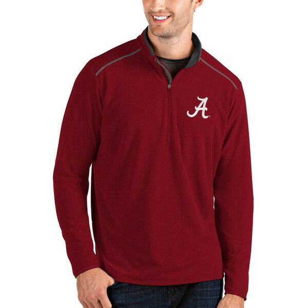 楽天astyアンティグア メンズ ジャケット＆ブルゾン アウター Alabama Crimson Tide Antigua Glacier QuarterZip Pullover Jacket Crimson/Charcoal