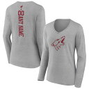 yz t@ieBNX fB[X TVc gbvX Arizona Coyotes Fanatics Branded Women's Personalized Name & Number Long Sleeve VNeck TShirt Heather Gray