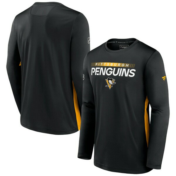 եʥƥ  T ȥåץ Pittsburgh Penguins Fanatics Branded Authentic Pro Rink Performance Long Sleeve TShirt Black