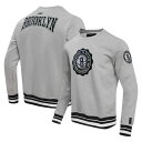 【送料無料】 プロスタンダード メンズ パーカー・スウェットシャツ アウター Brooklyn Nets Pro Standard Crest Emblem Pullover Sweatshirt Heather Gray