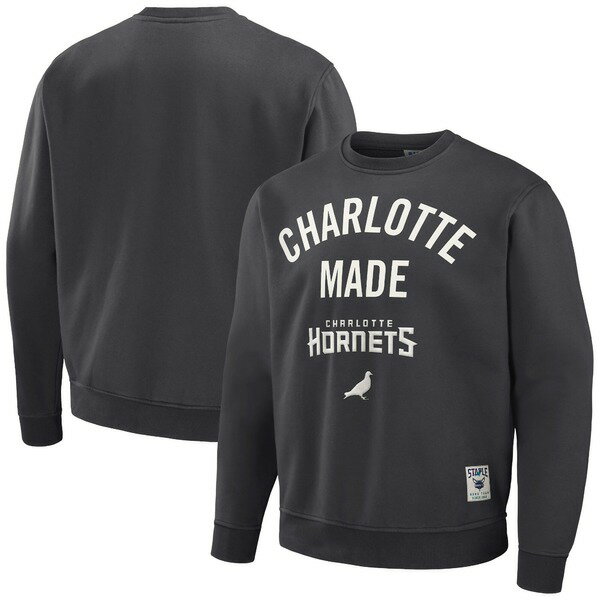 ステイプル メンズ パーカー・スウェットシャツ アウター Charlotte Hornets NBA x Staple Plush Pullover Sweatshirt Anthracite