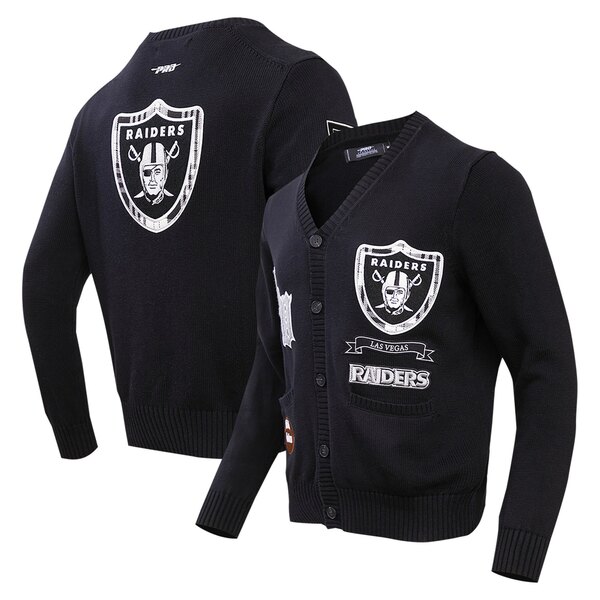 vX^_[h Y Vc gbvX Las Vegas Raiders Pro Standard Prep ButtonUp Cardigan Sweater Black