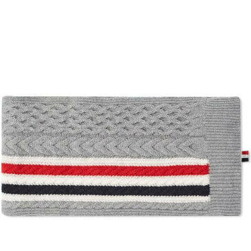 トムブラウン メンズ マフラー・ストール・スカーフ アクセサリー Thom Browne Grosgrain Aran Cable Scarf Grey